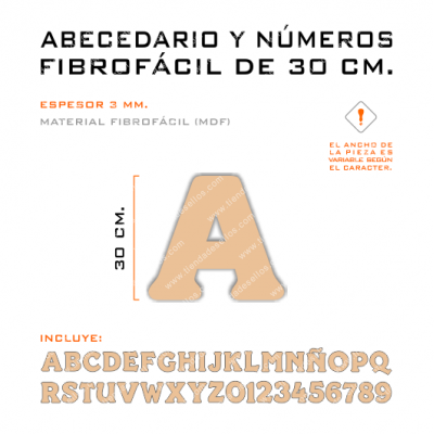 Kit Letras Y Números Fibrofácil 30 Cm.