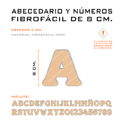 Kit Letras Y Números Fibrofácil 8 Cm.