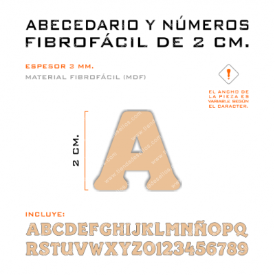 Kit Letras Y Números Fibrofácil 2 Cm.