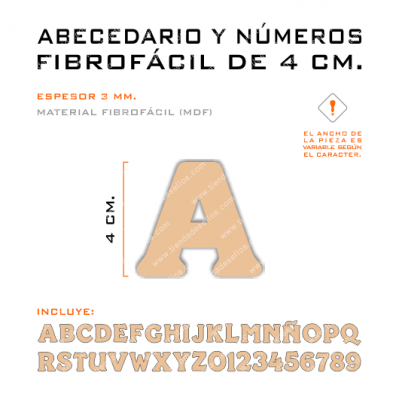 Kit Letras Y Números Fibrofácil 4 Cm.