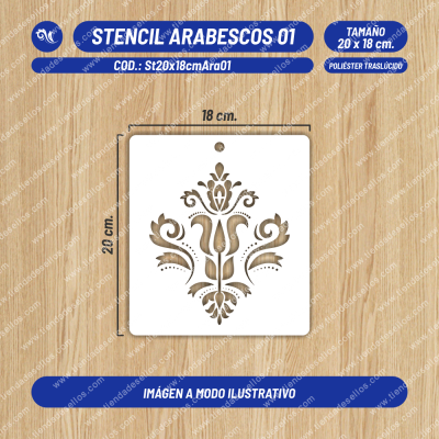 Stencil Arabescos 01 de 20 x 18cm