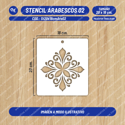Stencil Arabescos 02 de 20 x 18cm