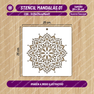Stencil Mandalas 01 de 25 x 25cm