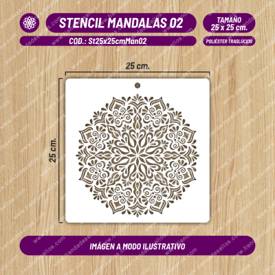 Stencil Mandalas 02 de 25 x 25cm