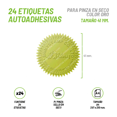 Etiquetas Autoadhesivas Oro para Pinza de 41 mm.