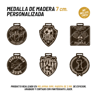 Medalla 7cm Madera Personalizada