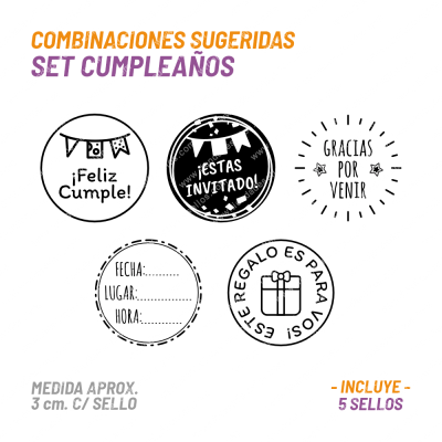 Set 5 Sellos Buho Cumple