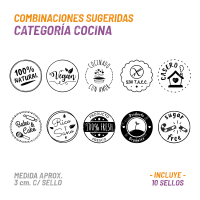 Set 10 Sellos Buho Cocina