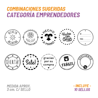 Set 10 Sellos Buho Emprendedores