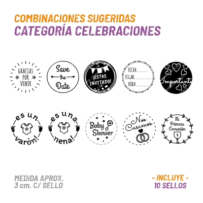 Set 10 Sellos Buho Celebraciones