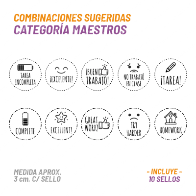 Set 10 Sellos Buho Maestra