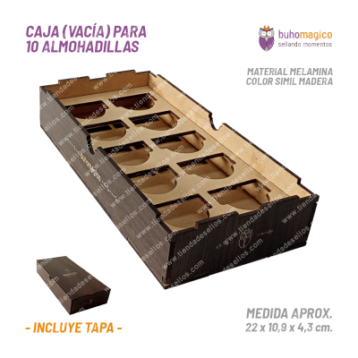 Caja Madera (vacía) para 10 Almohadillas BuhoMagico