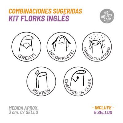 Kit 5 Sellos Florks Inglés BuhoMagico