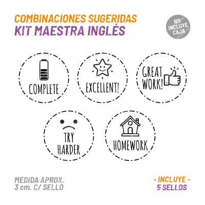 Kit 5 Sellos Maestra Ingles BuhoMagico