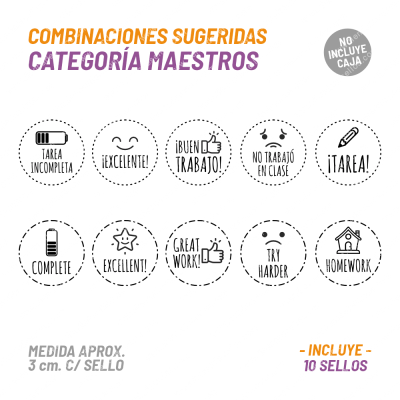 Kit 10 Sellos Maestra BuhoMagico