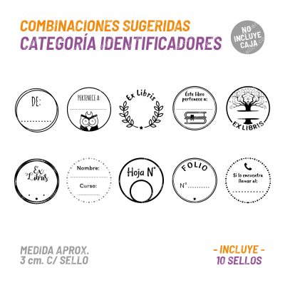 Kit 10 Sellos Identificadores BuhoMagico