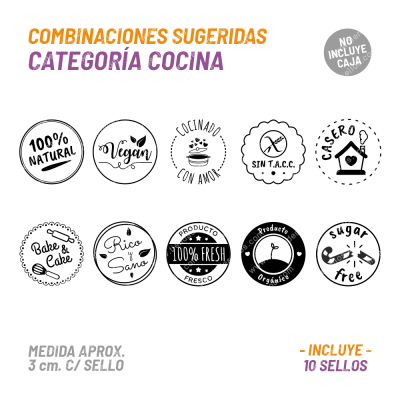 Kit 10 Sellos Cocina BuhoMagico