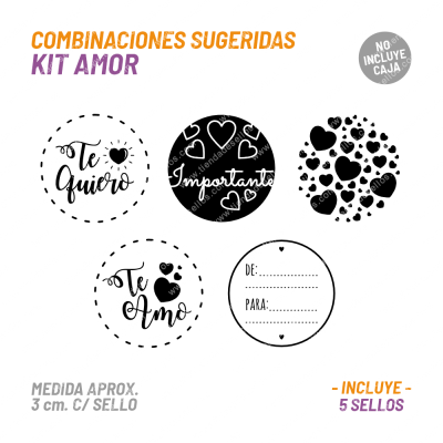 Kit 5 Sellos Amor BuhoMagico