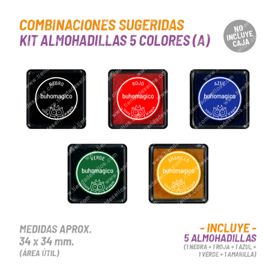 Kit Almohadillas 5 Colores (A) BuhoMagico