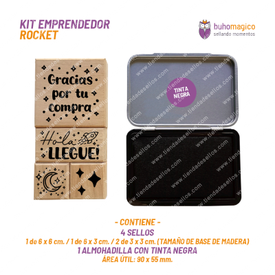 Kit 4 Sellos Emprendedor ROCKET BuhoMagico