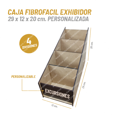 Caja FibroFacil Exhibidor 29cm 4 Divisiones Personalizada