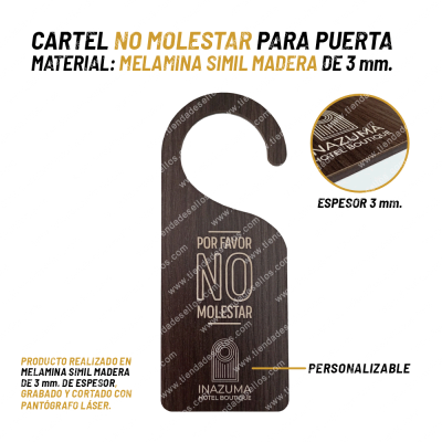 Cartel de Madera No Molestar para Puerta Personalizado