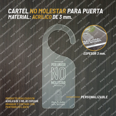 Cartel de Acrílico No Molestar para Puerta Personalizado