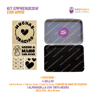 Kit 4 Sellos Emprendedor CON AMOR BuhoMagico