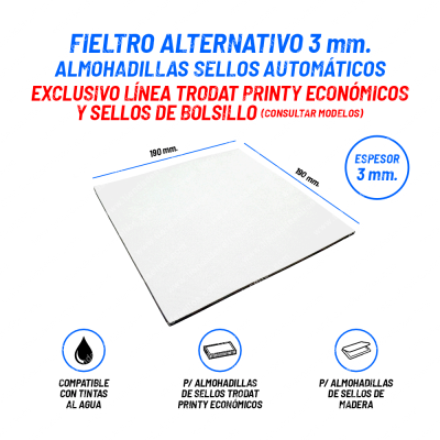 Fieltro Alternativo (Trodat 3911 y Bolsillo) 19 x 19cm para Tinta al Agua