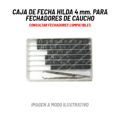 Caja de Fecha Hilda 4mm. para Fechador de Caucho