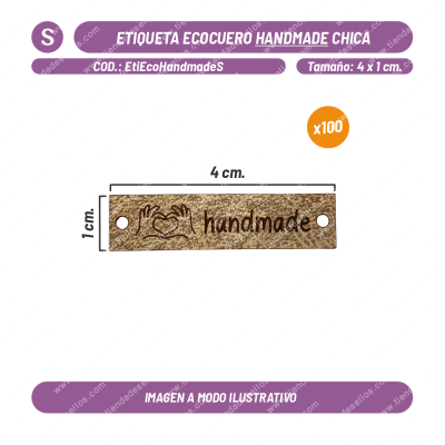 Pack 100 Etiquetas Ecocuero Handmade Chica