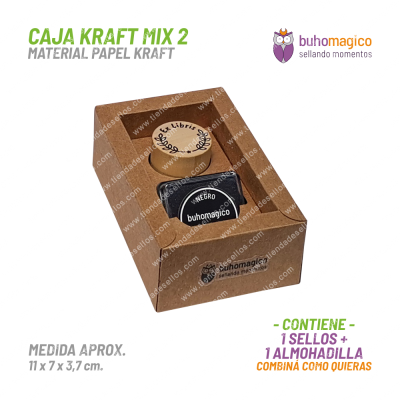 Caja Kraft (vacía) para 1 Sellos y 1 Almohadilla BuhoMagico